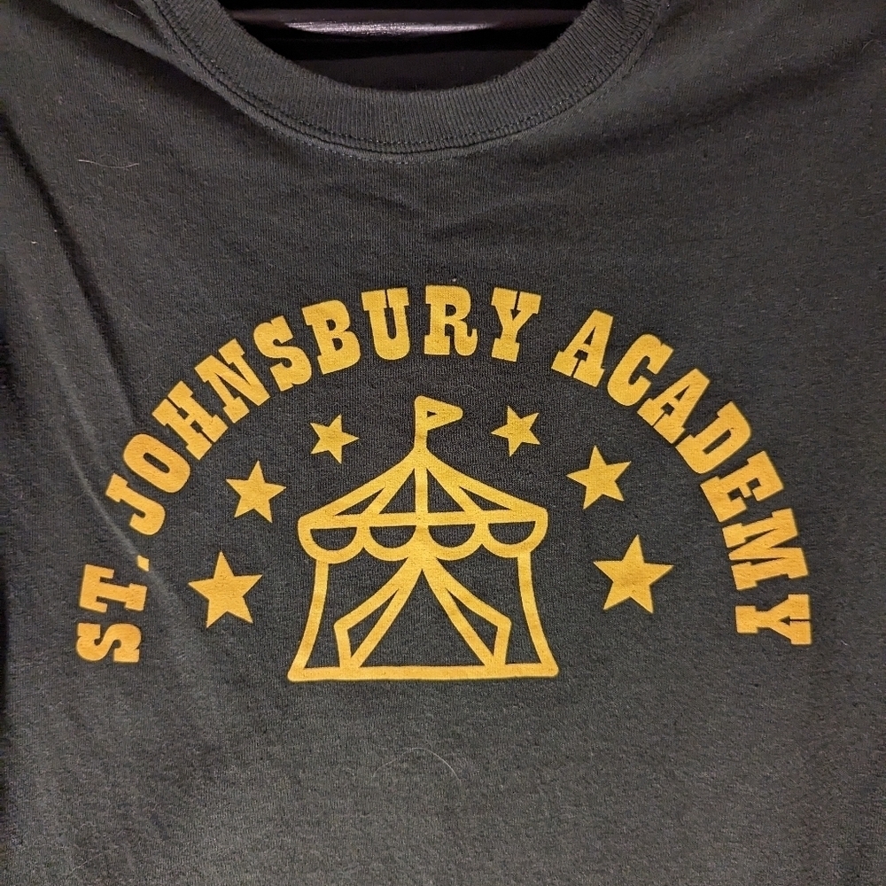 St. Johnsbury VT Academy T-shirt green yellow. Size S. Private high school in VT